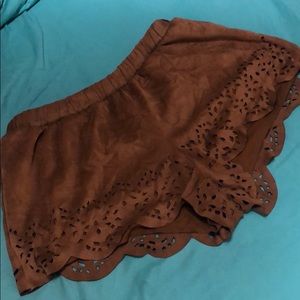 Brown suede shorts